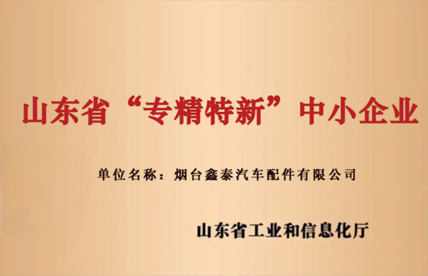 山东省“专精特新”中小企业-烟台鑫泰汽车配件有限公司